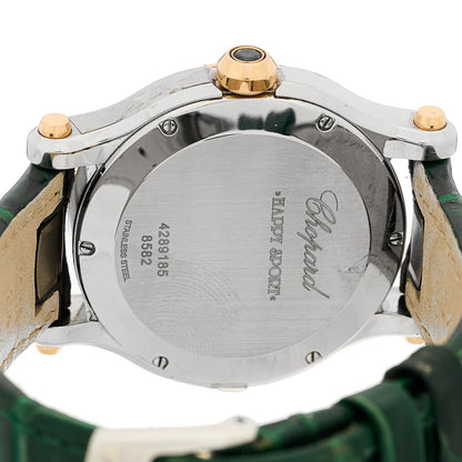 Chopard Stainless Steel 18K Rose Gold Alligator 5 Diamond 36mm Happy Sport Quartz Watch Green 4 of 5
