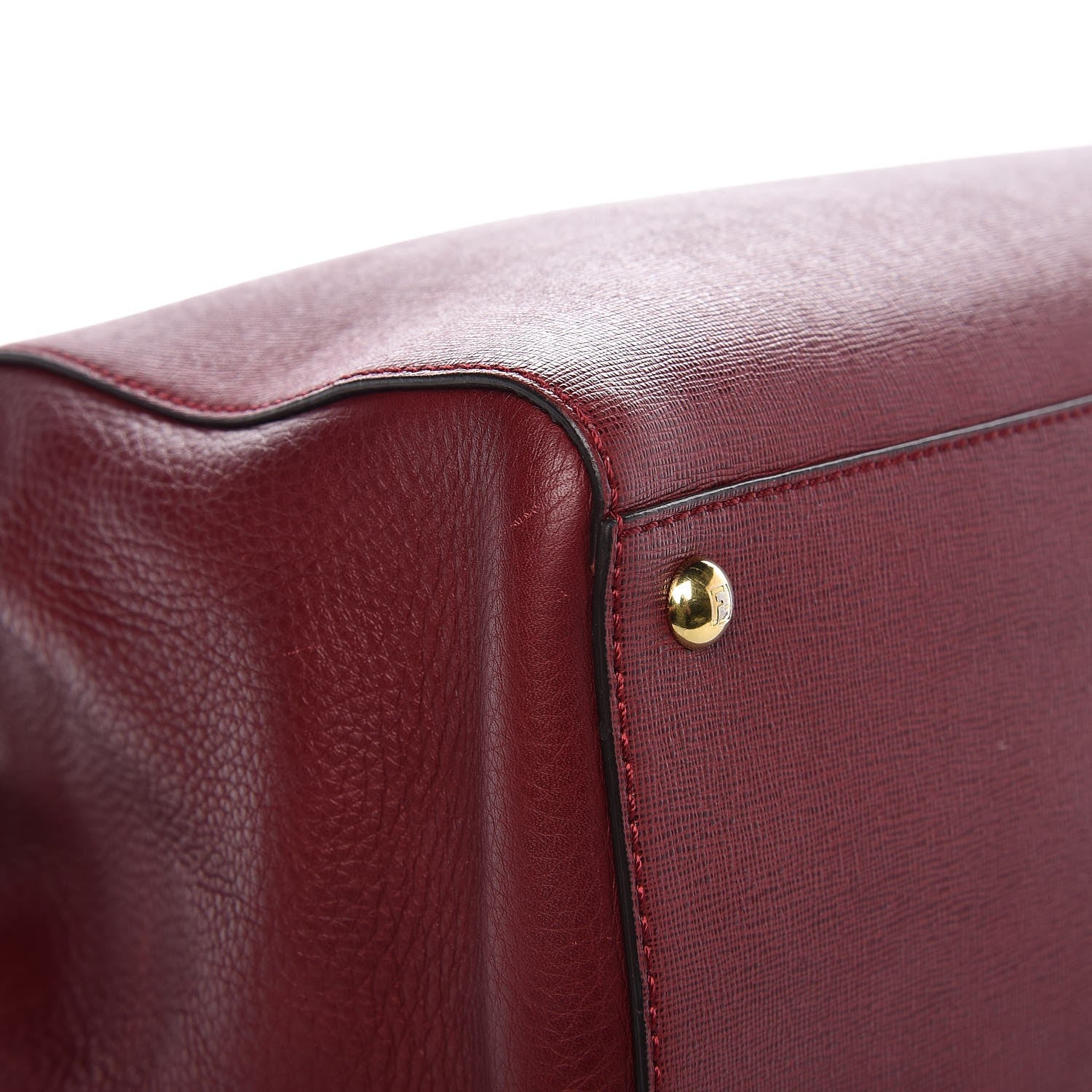 Fendi Vitello Elite Regular 2Jours Tote Rosso Scuro Ciliegia 10 of 11