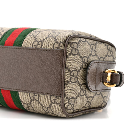 Gucci GG Supreme Monogram Textured Dollar Calfskin Web Super Mini Ophidia Top Handle Bowler Bag Beige Ebony New Acero 9 of 11