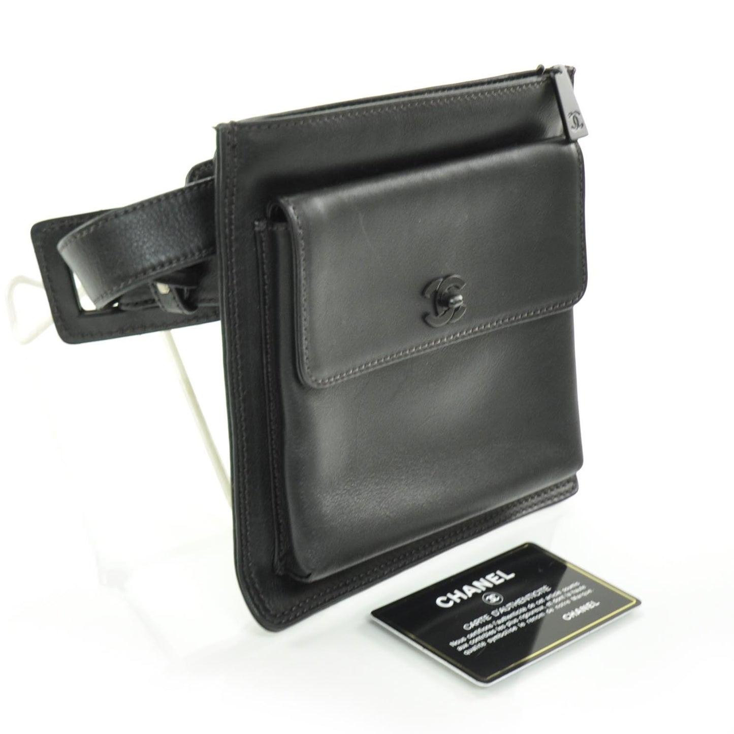 Lambskin Flap Belt Bag 80 32 Black