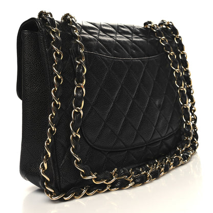Chanel Caviar Quilted Jumbo Single Flap Black 3 of 12