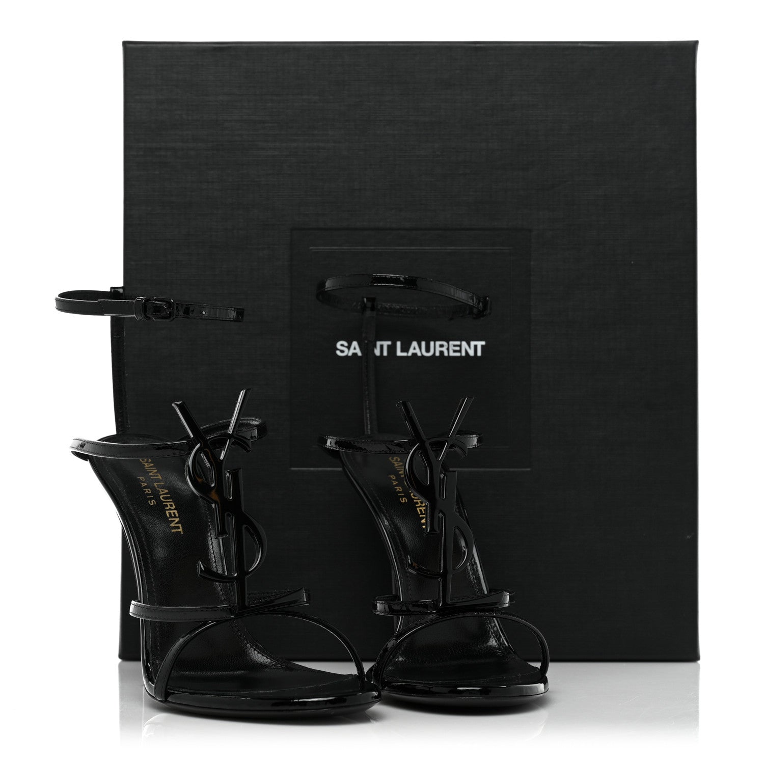 Saint Laurent Patent Calfskin Cassandra 110 Sandals 37 Black 11 of 11