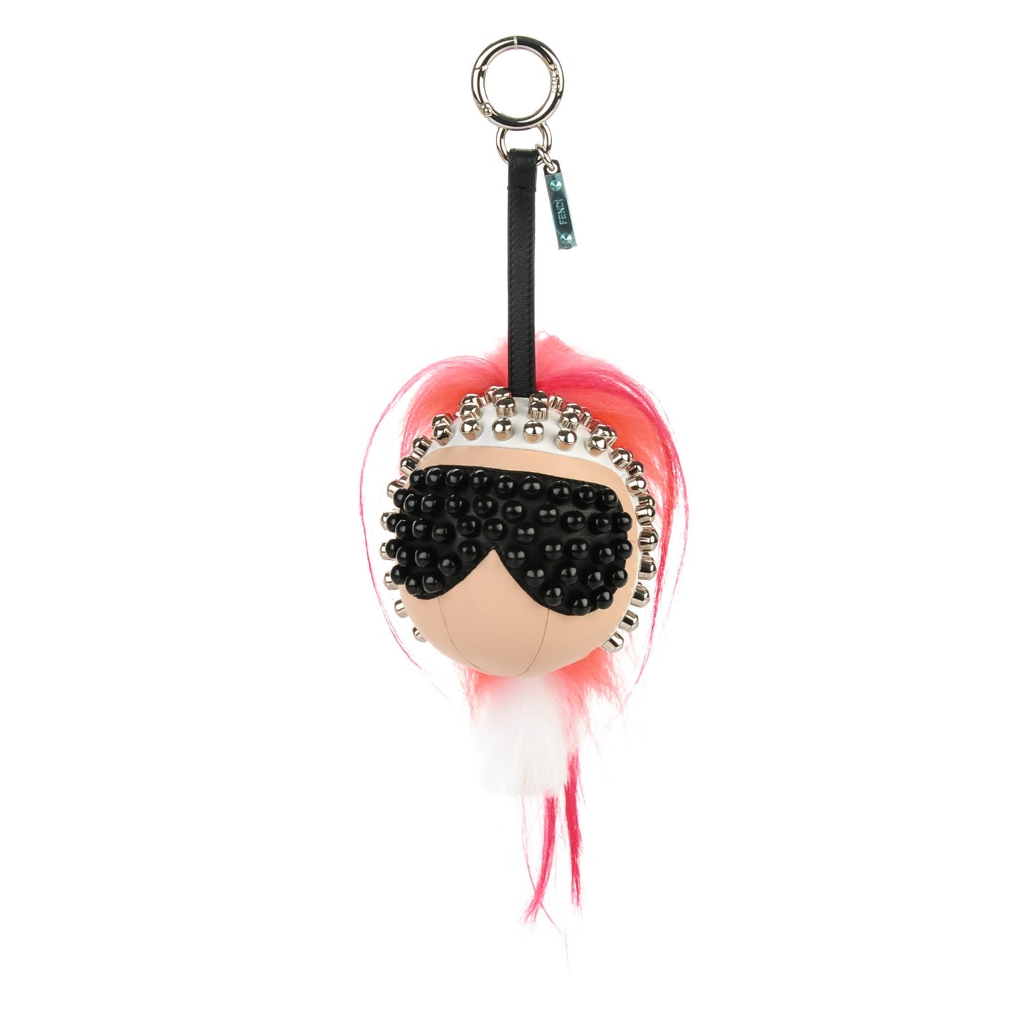 Lambskin Goat Fur Studded Punkarlito Bag Charm Azalea