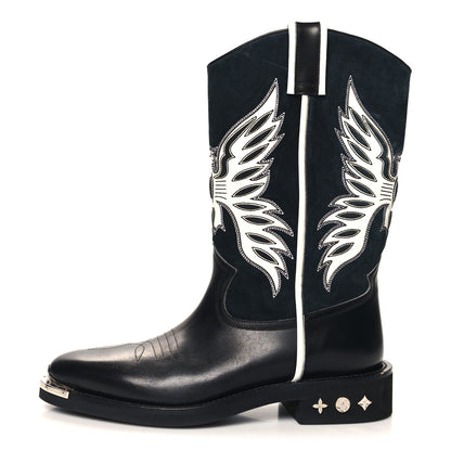 Louis Vuitton Calfskin Canyon Mens Cowboy Boots 9 Black 1 of 10