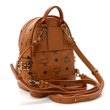 MCM Visetos Side Stud X-Mini Stark Bebe Boo Backpack Cognac 3 of 9