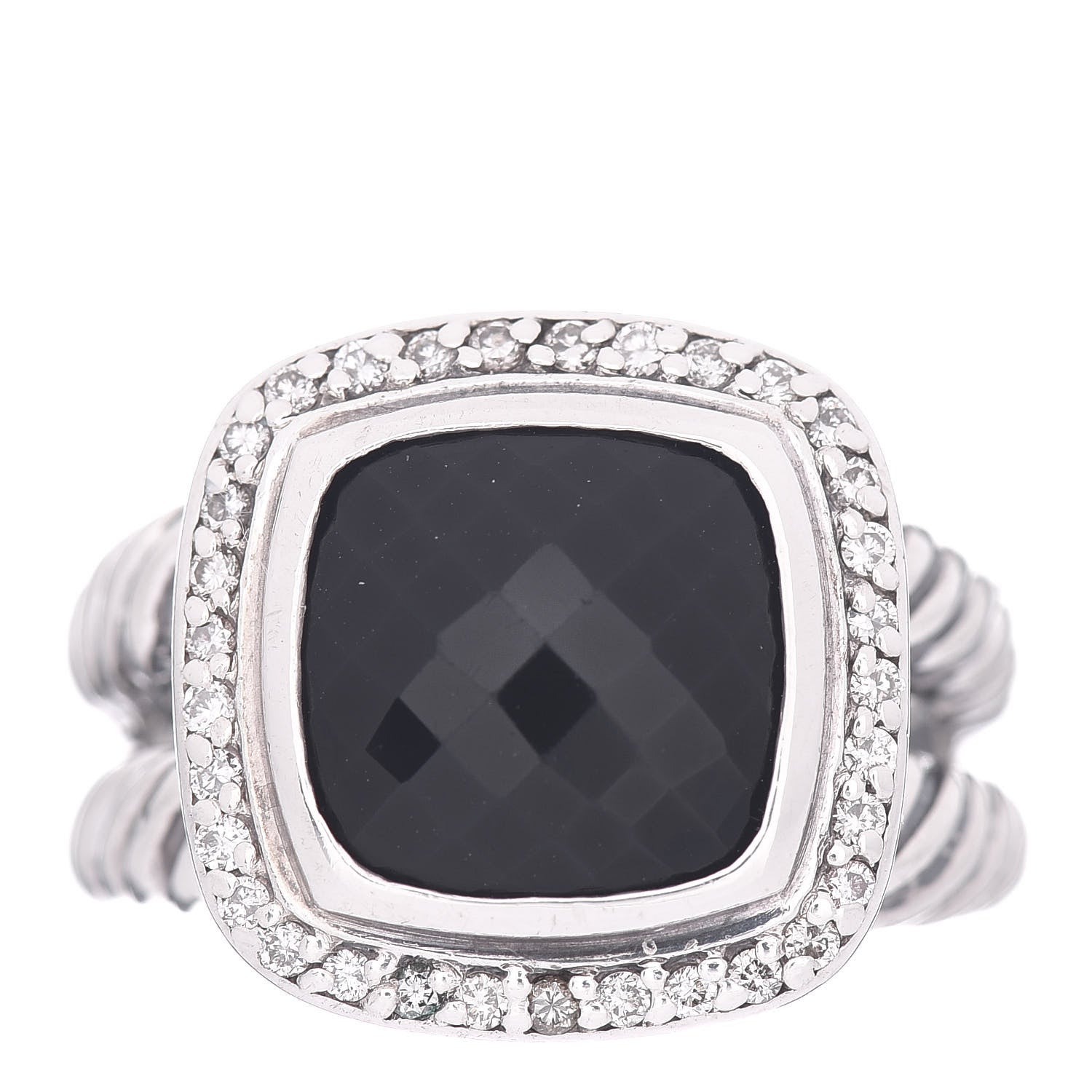 David Yurman Sterling Silver Diamond Black Onyx 11mm Albion Ring 56 7.5 1 of 5