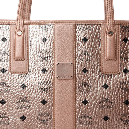 MCM Metallic Visetos Medium Liz Reversible Shopper Tote Champagne Gold 8 of 15