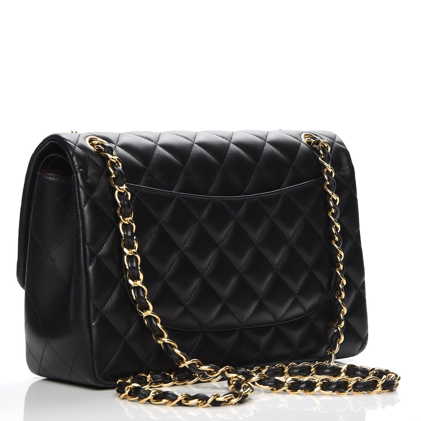 Lambskin Quilted Jumbo Double Flap Black