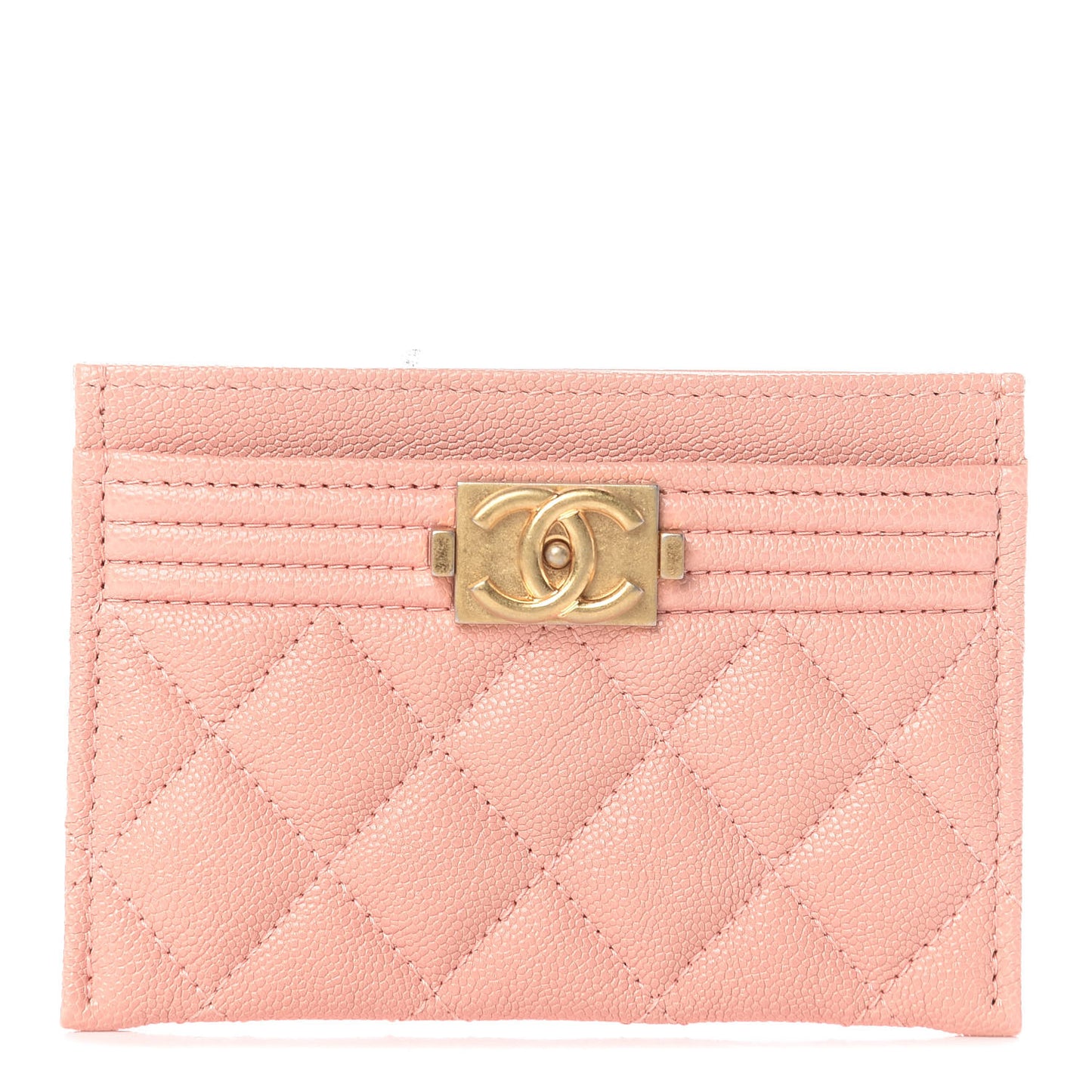 Caviar Quilted Boy Card Holder Light Pink