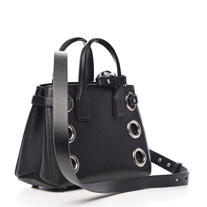 Burberry Grainy Calfskin House Check Grommet Baby Banner Tote Black 3 of 13