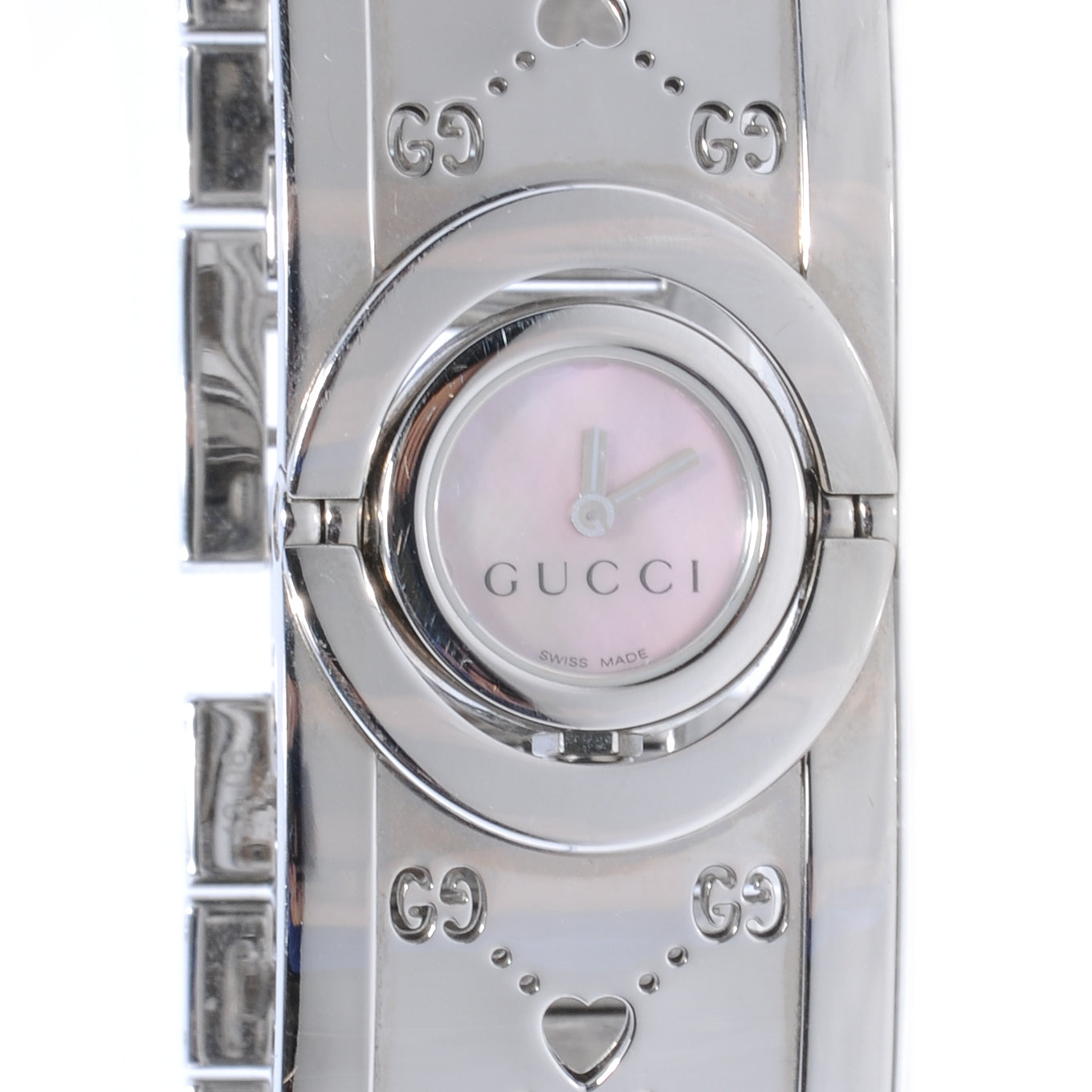 Stainless Steel Mother of Pearl 23mm Twirl Heart Quartz Watch