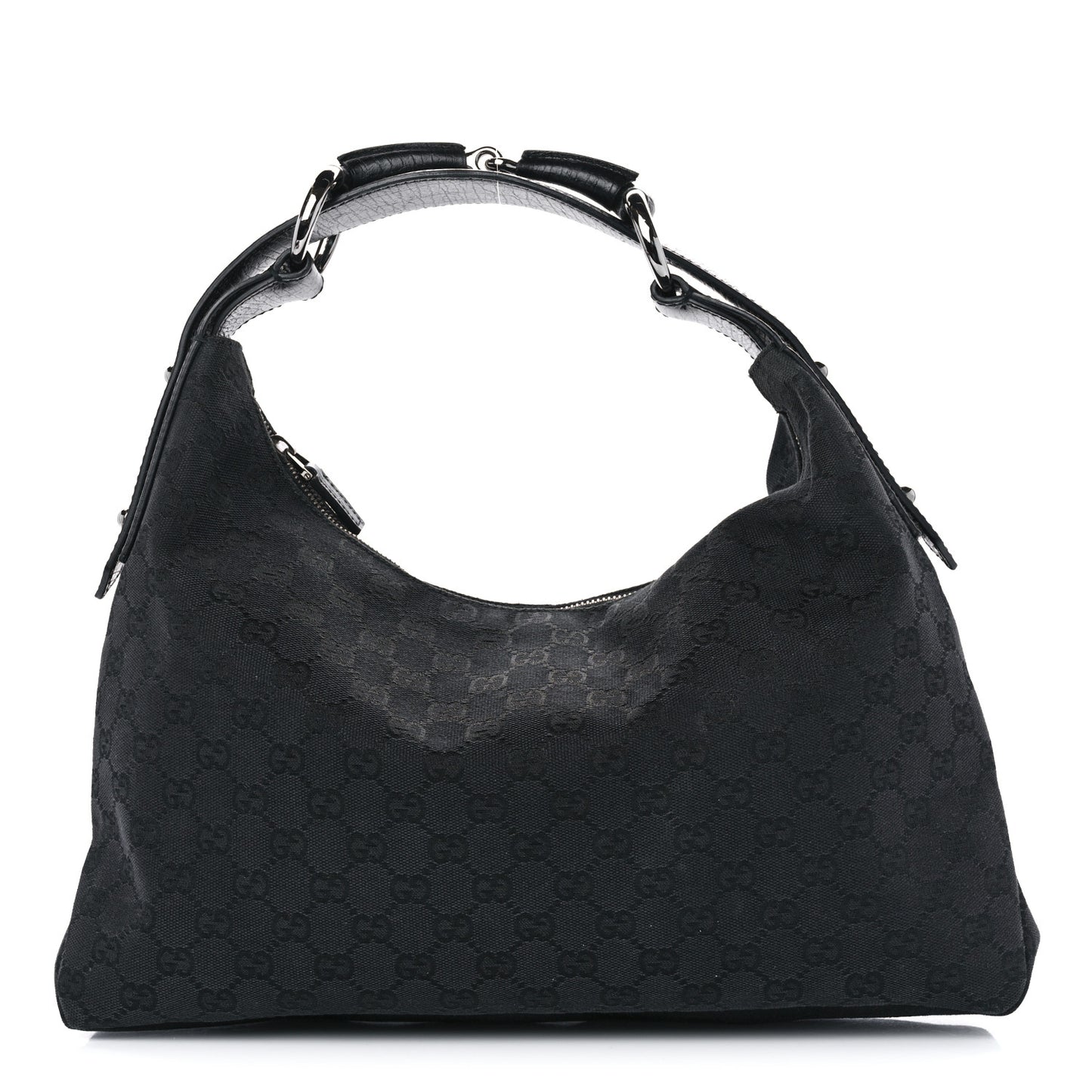 Monogram Medium Horsebit Chain Hobo Black