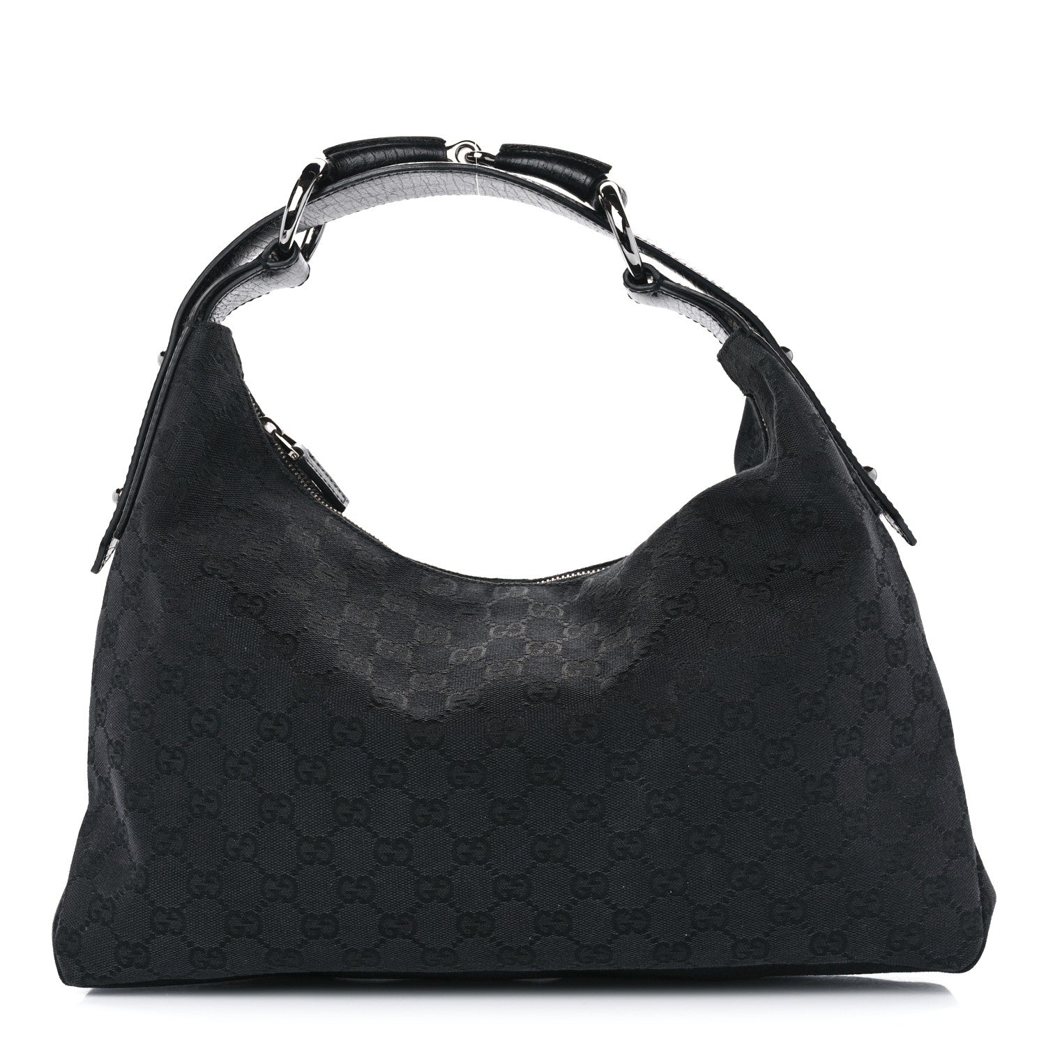 Gucci Monogram Medium Horsebit Chain Hobo Black 1 of 10