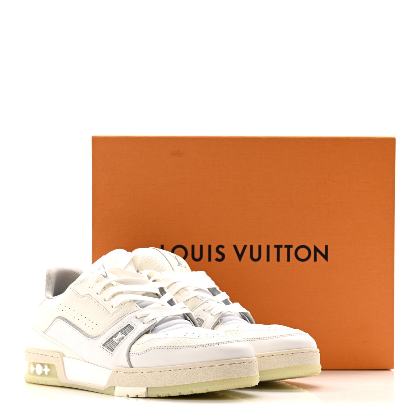 Calfskin Mens LV Trainer Sneakers 8.5 White