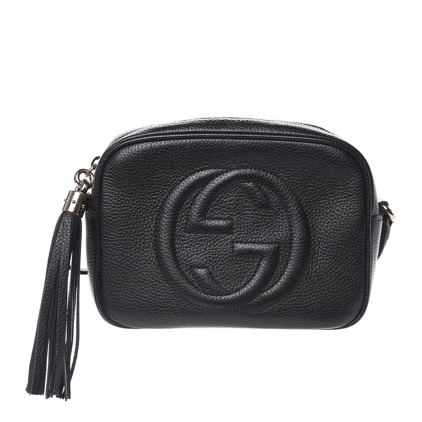 Pebbled Calfskin Small Soho Disco Bag Black