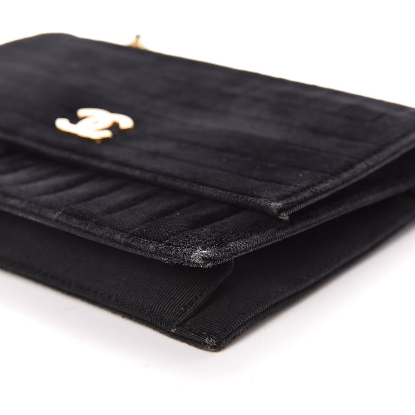 Velvet Vertical Horizontal Quilt Single Flap Black