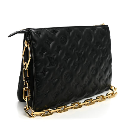 Louis Vuitton Lambskin Embossed Monogram Coussin PM Black 3 of 9