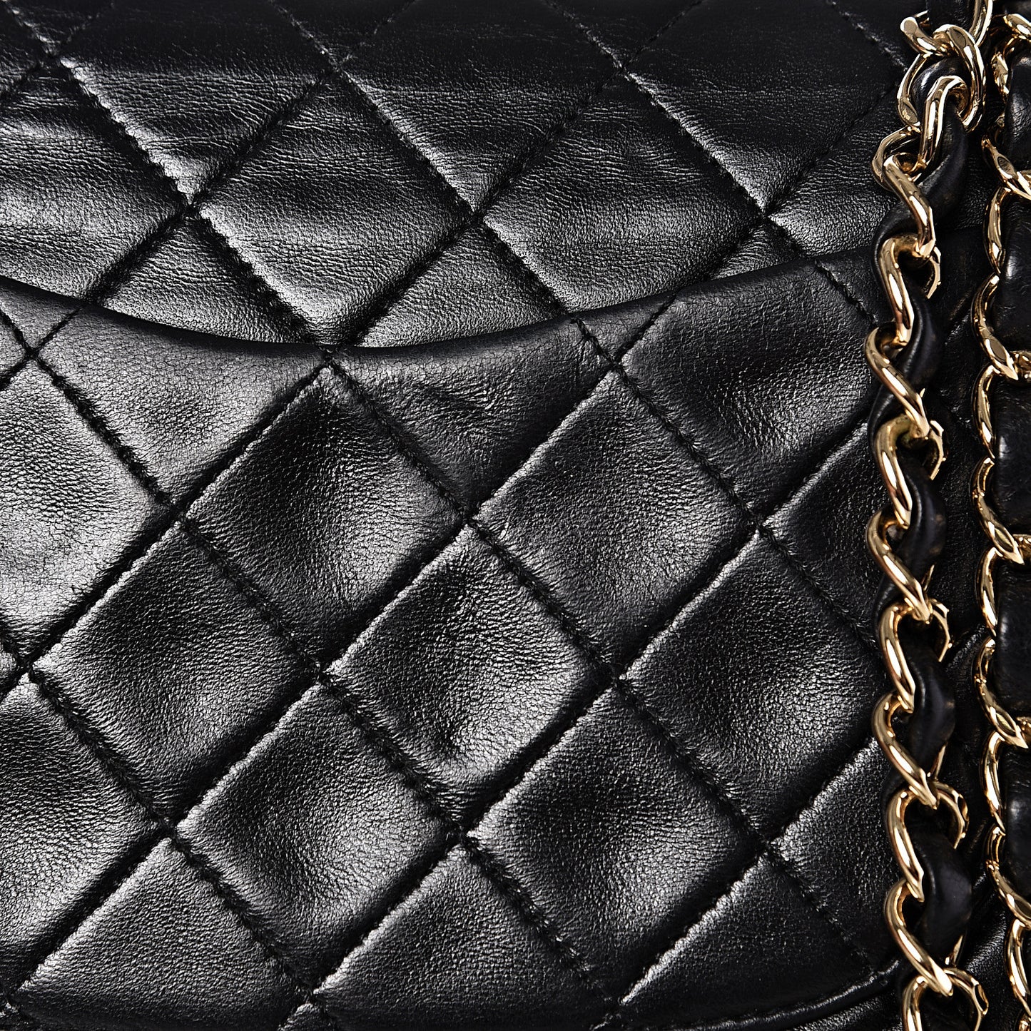 Lambskin Quilted Small Double Flap Black