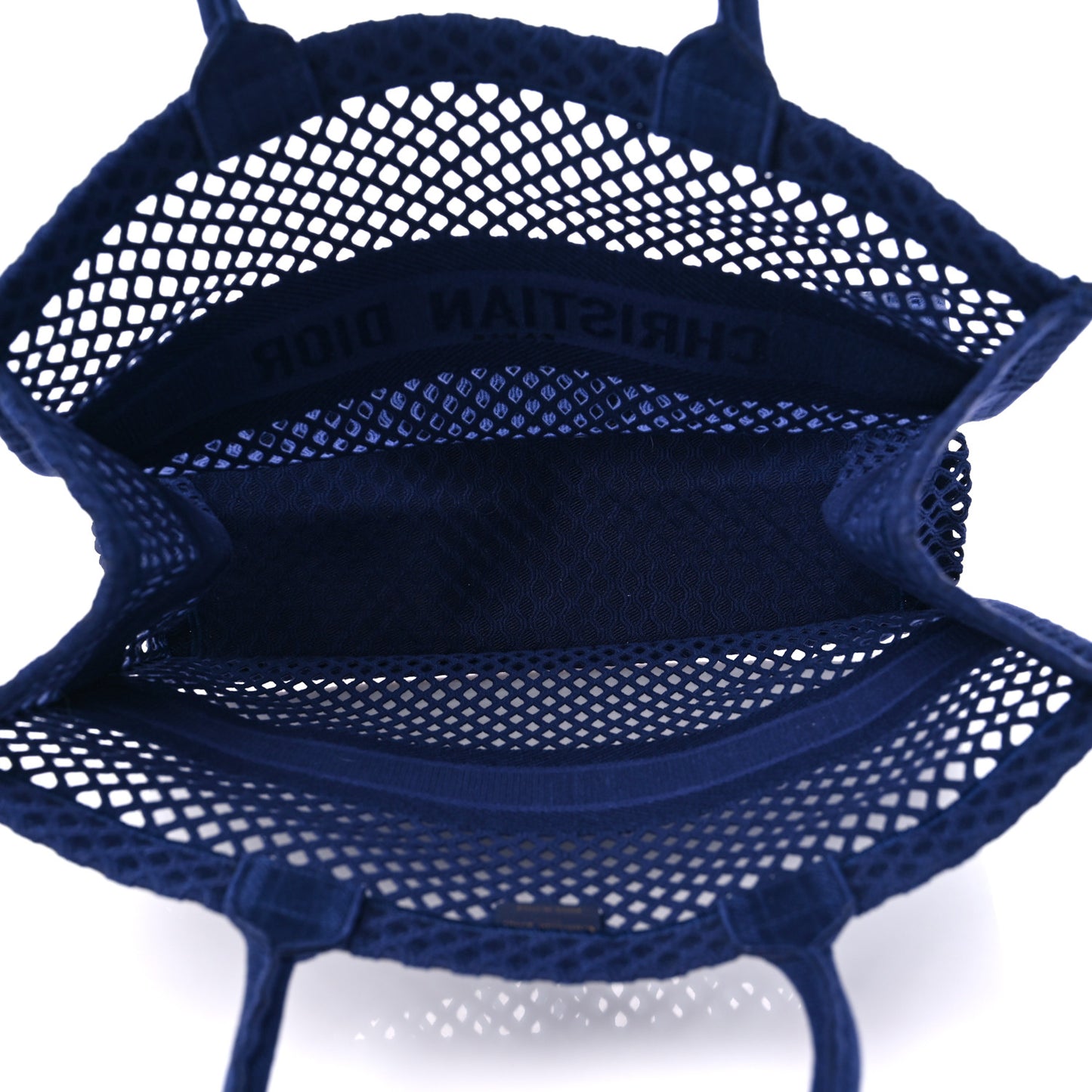 Mesh Embroidered Large Book Tote Navy Blue