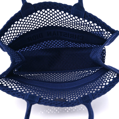 Christian Dior Mesh Embroidered Large Book Tote Navy Blue 5 of 9