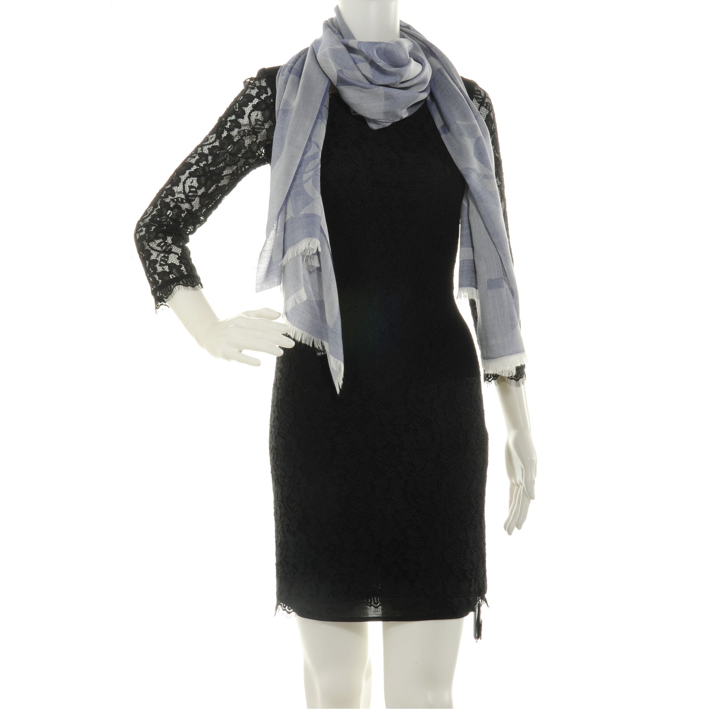 Cashmere Silk Geometric Camellia Scarf