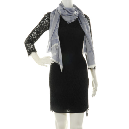 Chanel Cashmere Silk Geometric Camellia Scarf 2 of 5