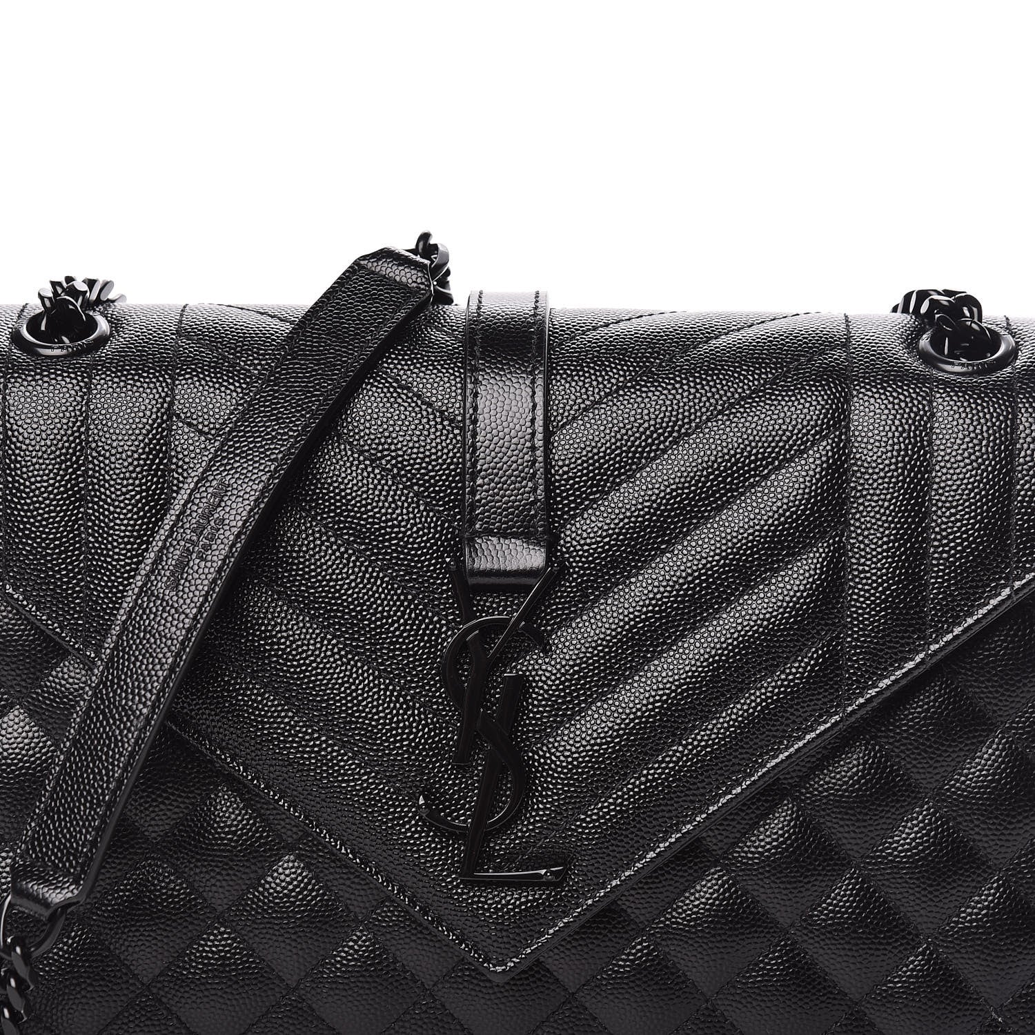 Saint Laurent Grain De Poudre Textured Mixed Matelasse Triquilt Medium Monogram Satchel Black 10 of 10