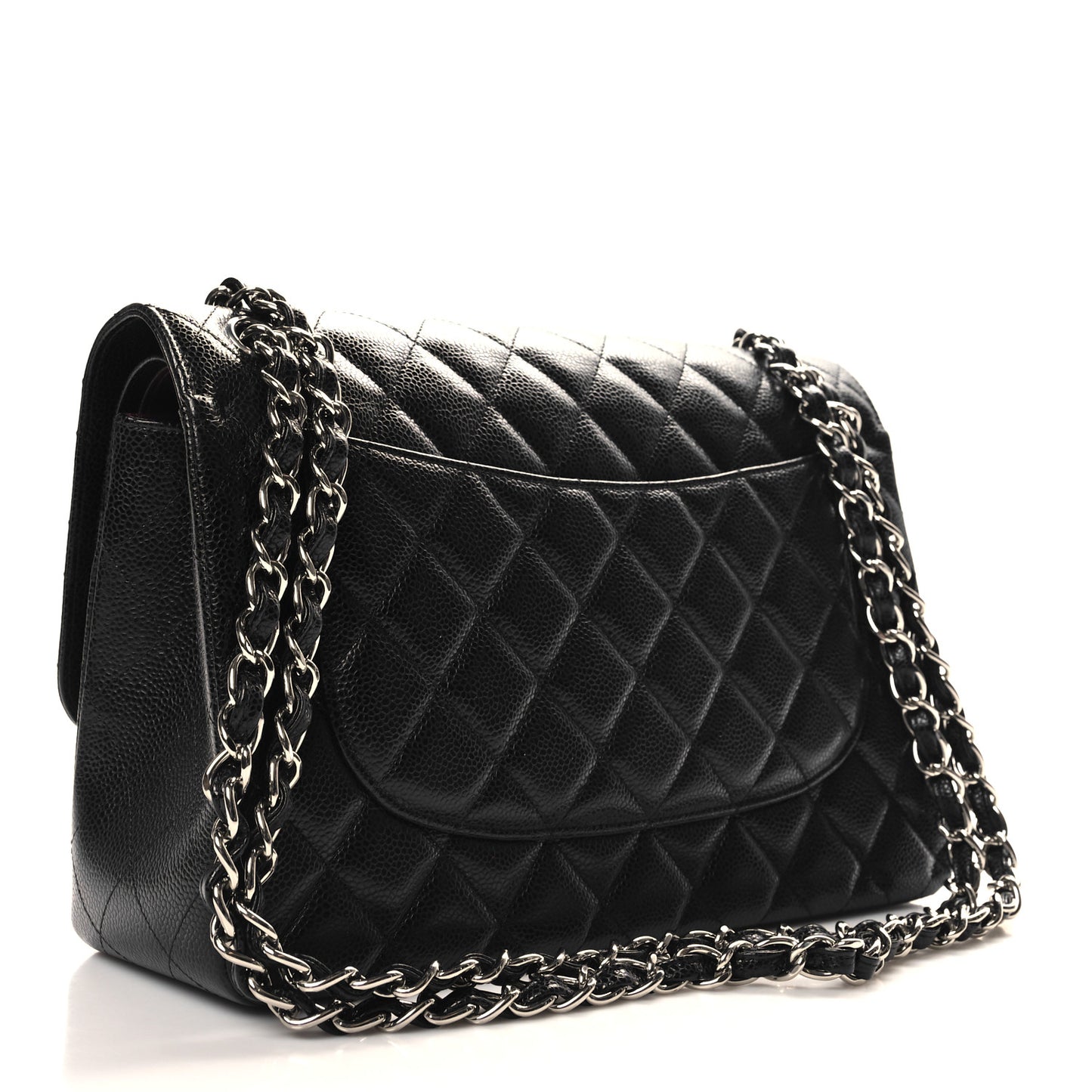 Caviar Quilted Jumbo Double Flap Black