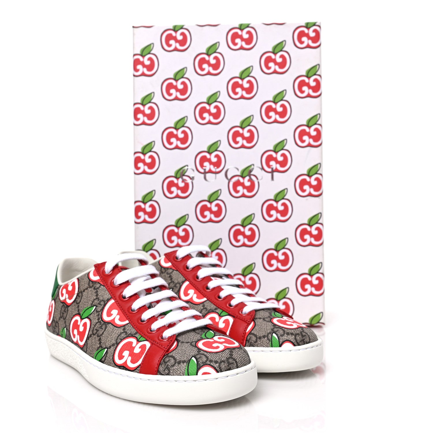Gucci GG Supreme Monogram Apple Womens Ace Sneakers 35 Red 9 of 9