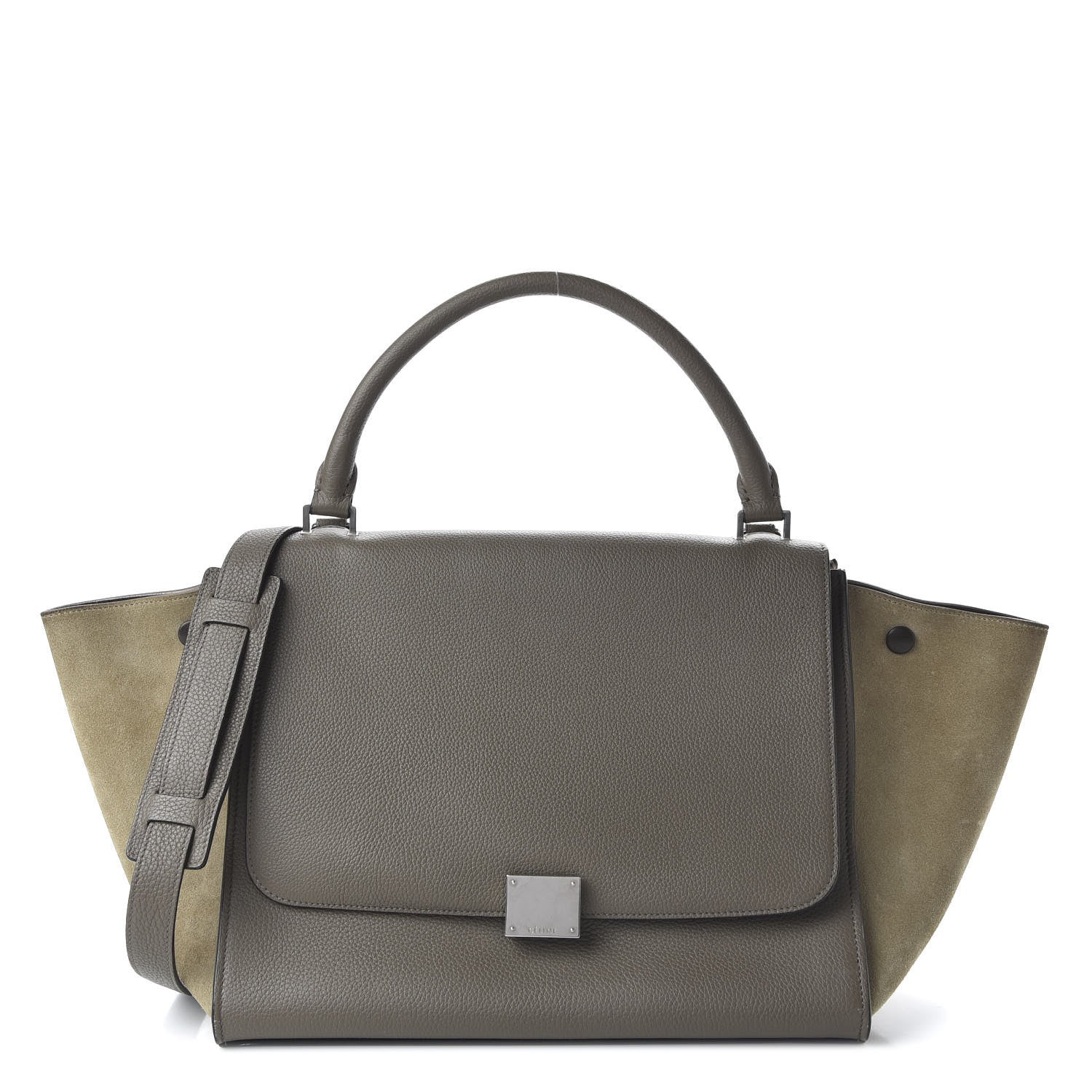 Celine Drummed Calfskin Suede Medium Trapeze Souris 1 of 10