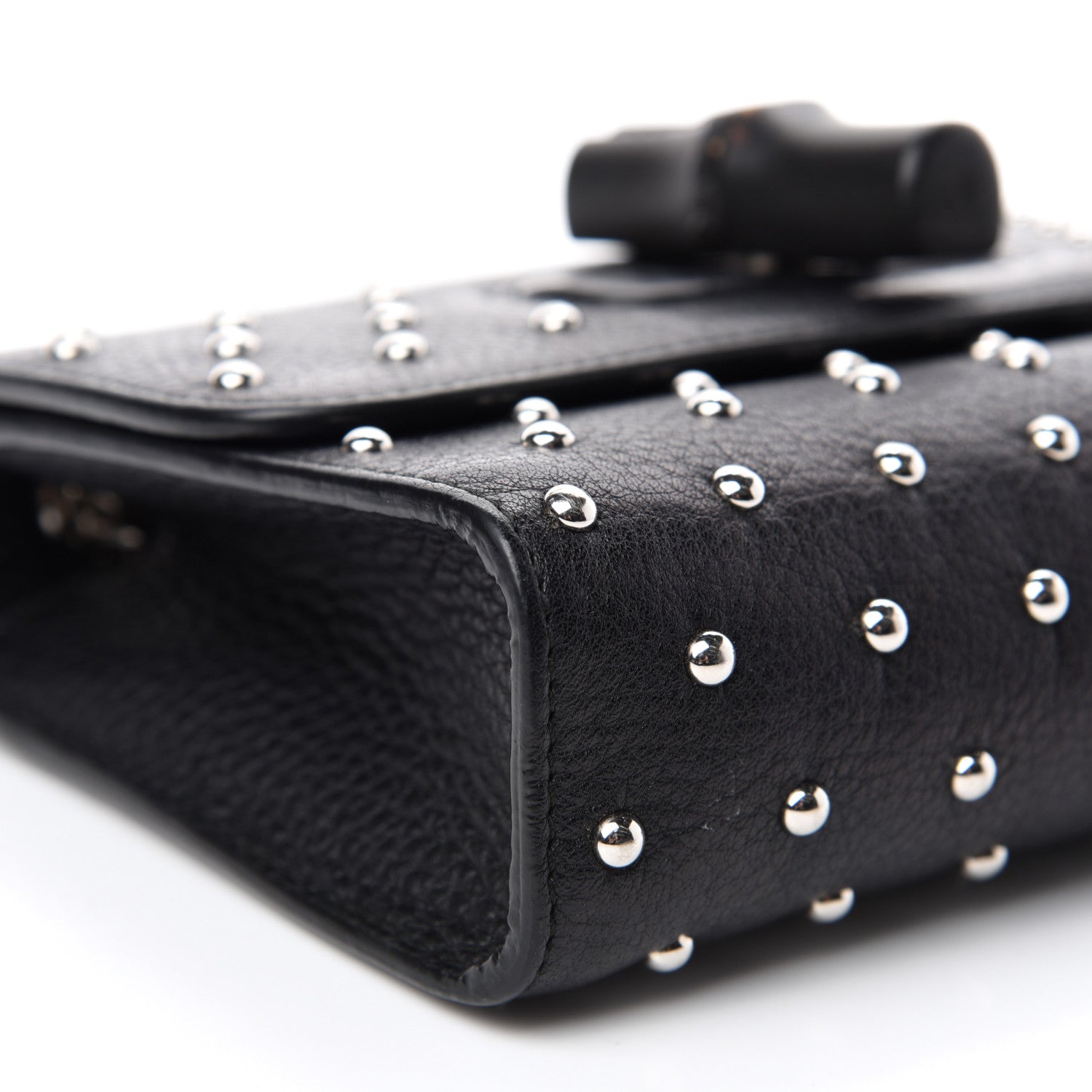 Gucci Calfskin Small Studded Miss Bamboo Shoulder Bag Black 6 of 11
