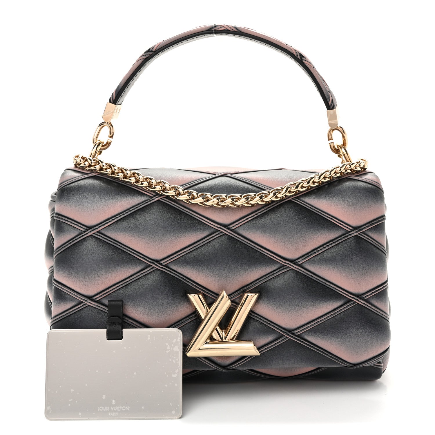Louis Vuitton Lambskin Malletage Top Handle GO-14 MM Black Pink 4 of 21