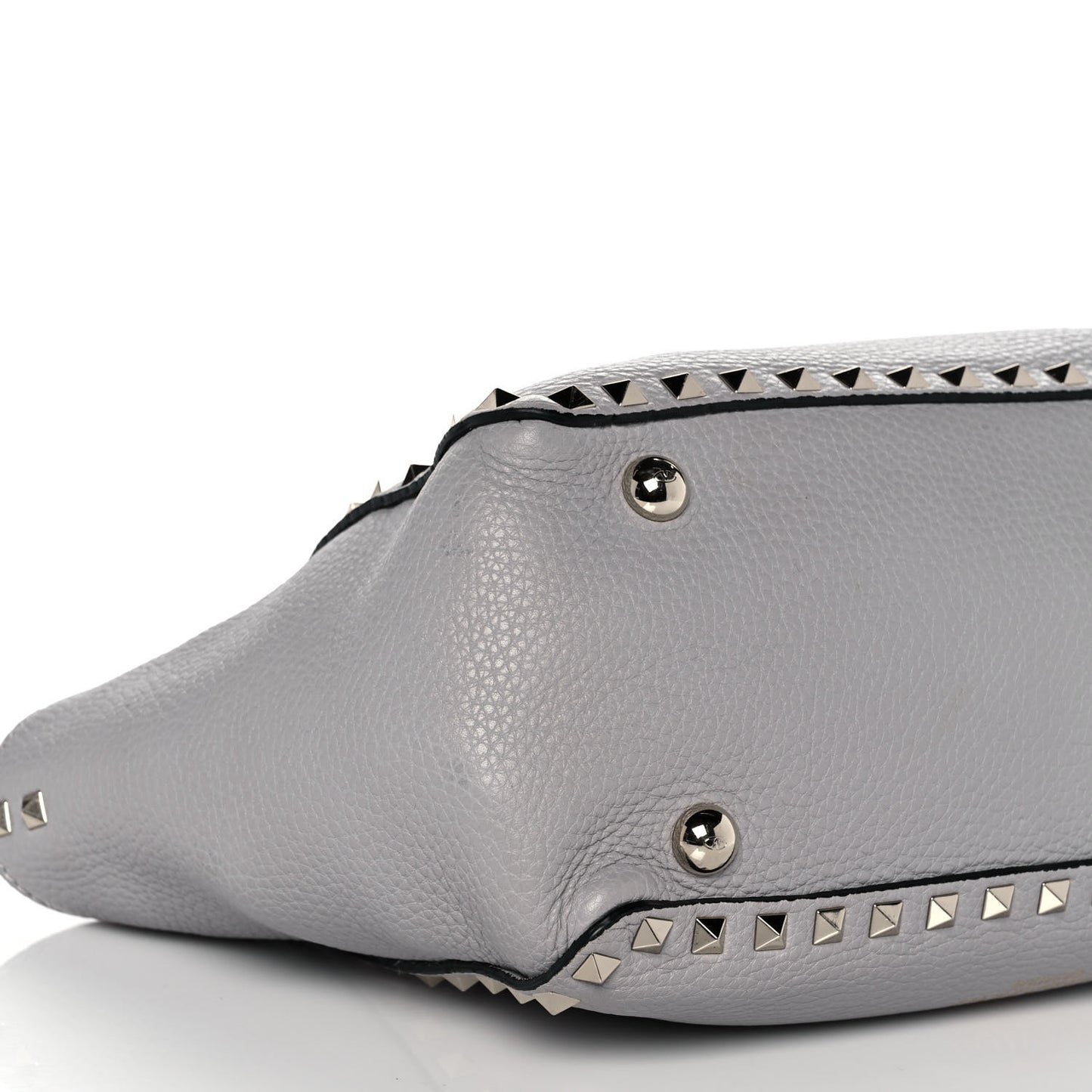 Grained Calfskin Small Rockstud Tote Light Stone