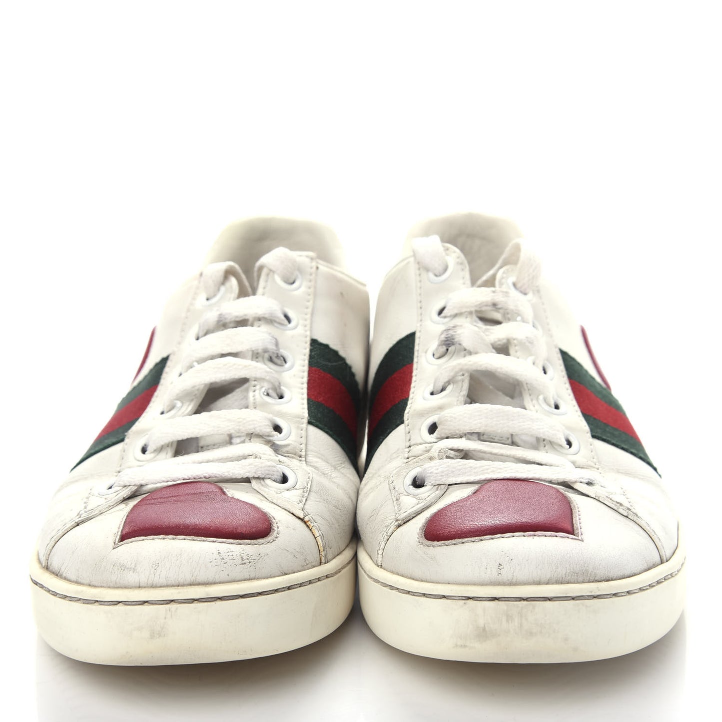 Calfskin Ayers Web Heart Embroidered Womens Ace Sneakers 35.5 White