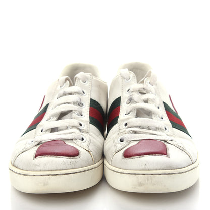 Gucci Calfskin Ayers Web Heart Embroidered Womens Ace Sneakers 35.5 White 5 of 10