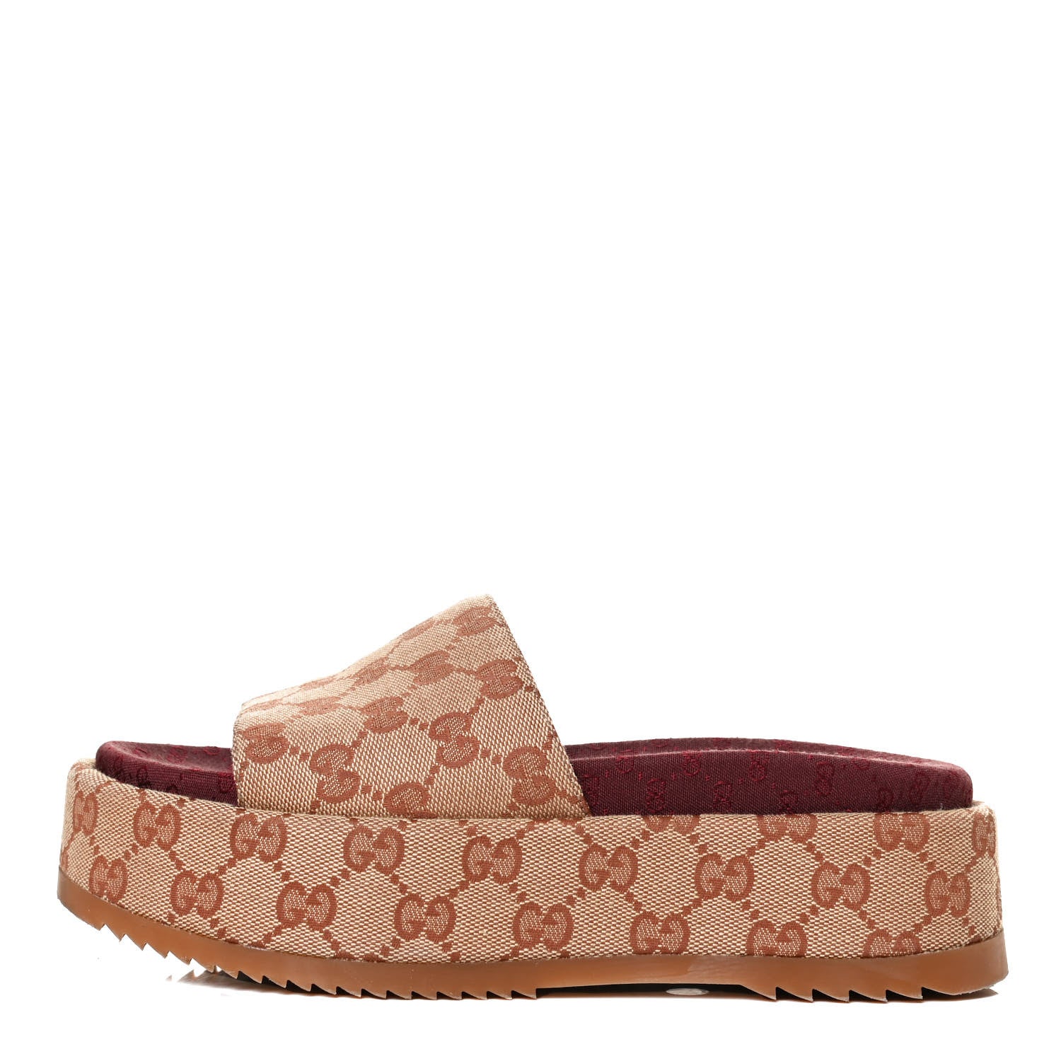 Gucci Canvas GG Monogram Angelina Platform Slide Sandals 36.5 Beige Ruggine 1 of 14