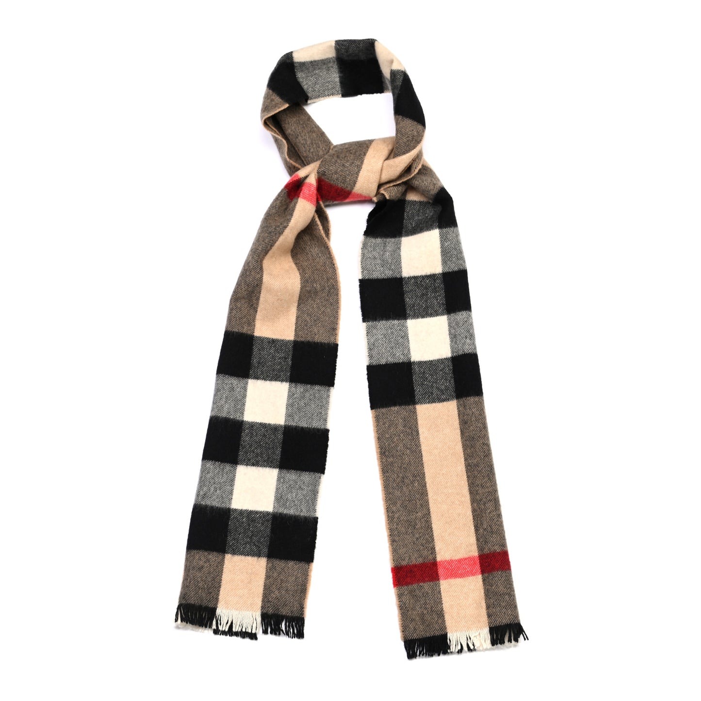 Cashmere Giant Exploded Check Scarf Camel
