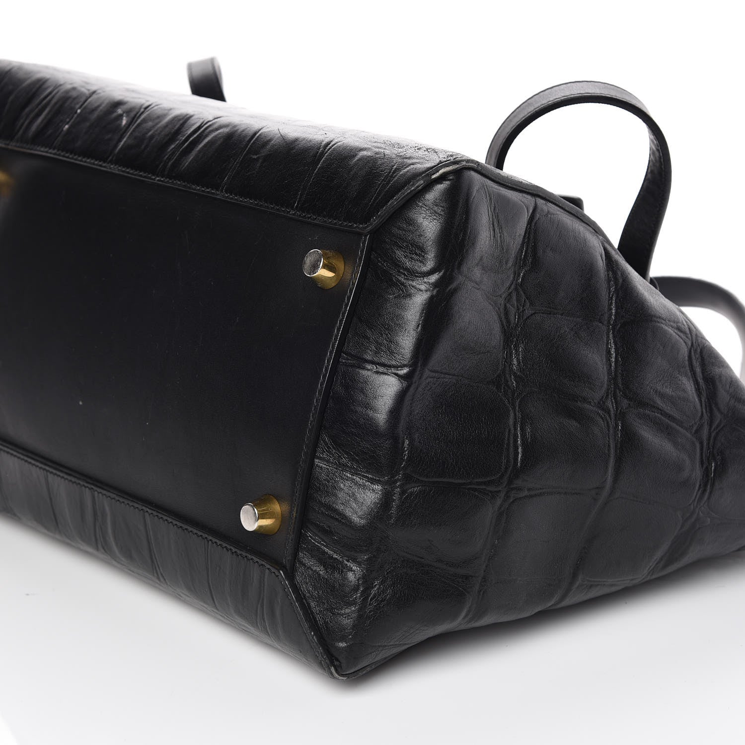 Celine Calfskin Crocodile Embossed Small Belt Bag Black 12 of 18