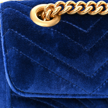 Gucci Velvet Matelasse Small GG Marmont Shoulder Bag Cobalt Blue 13 of 17