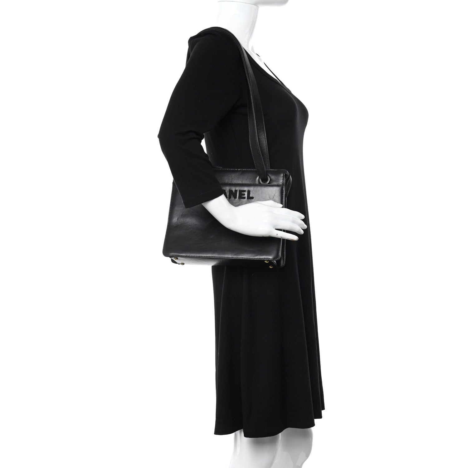 Chanel Logo Shoulder Bag Black 2 of 12
