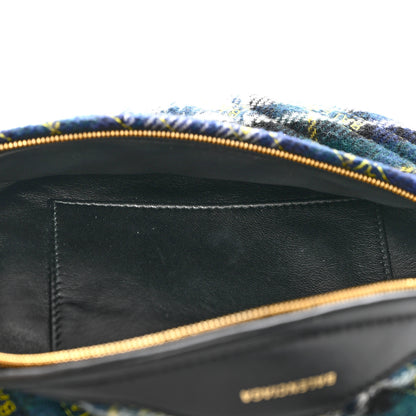 Balenciaga Wool Plaid Diagonal Allover Logo Matelasse XS Souvenir Belt Bag Green Blue Yellow 5 of 10