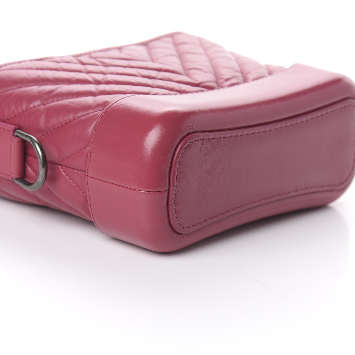 Aged Calfskin Chevron Quilted Small Gabrielle Hobo Dark Pink