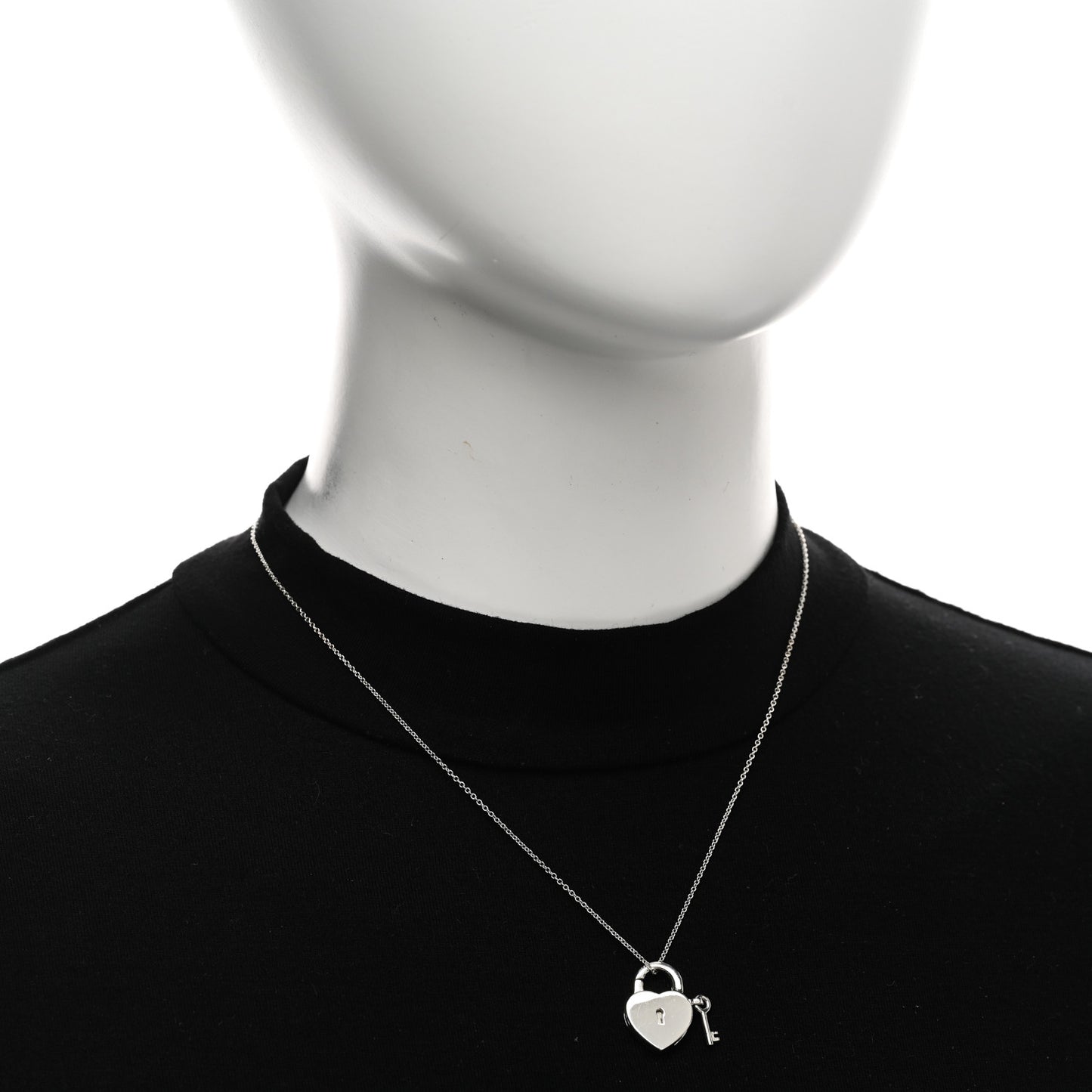 Sterling Silver Heart Lock Key Pendant Necklace