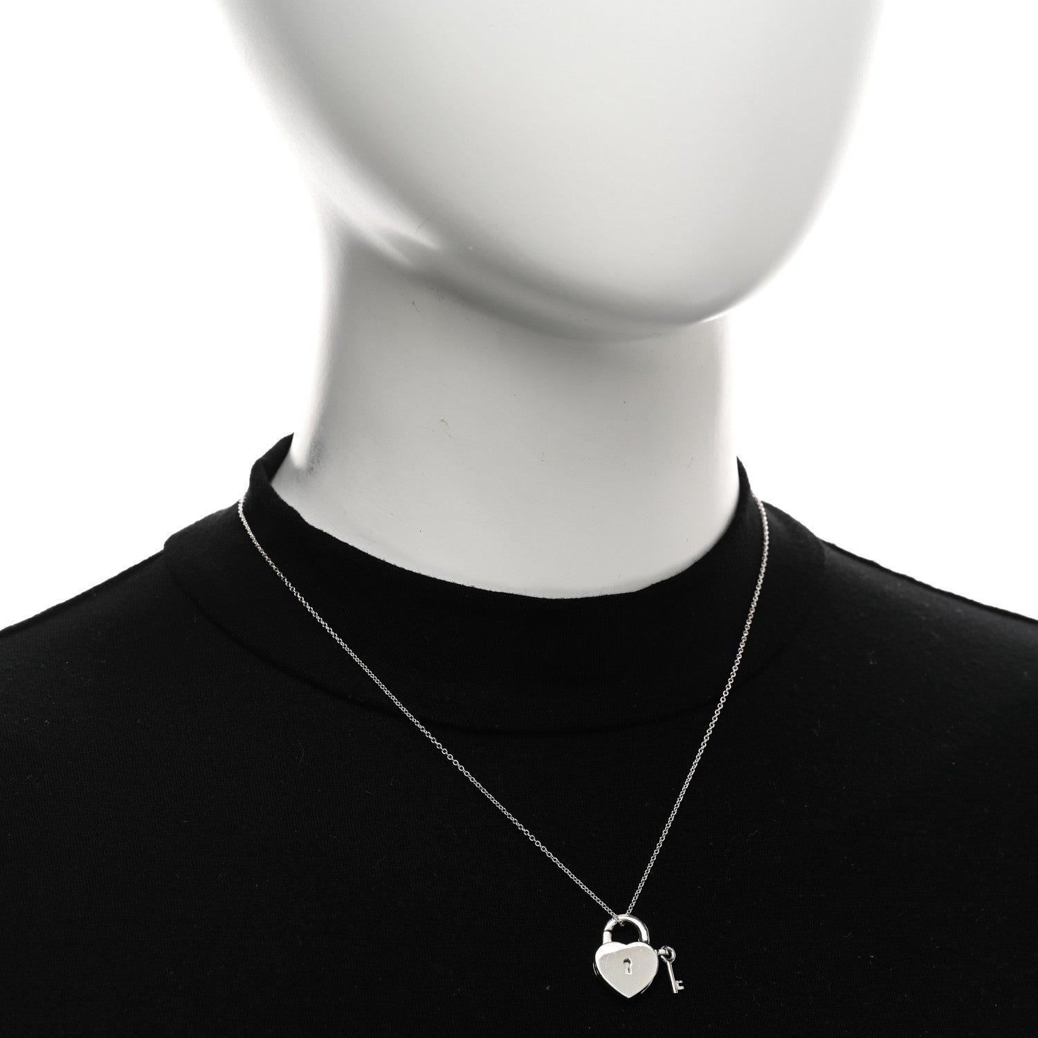 Tiffany Sterling Silver Heart Lock Key Pendant Necklace 2 of 4