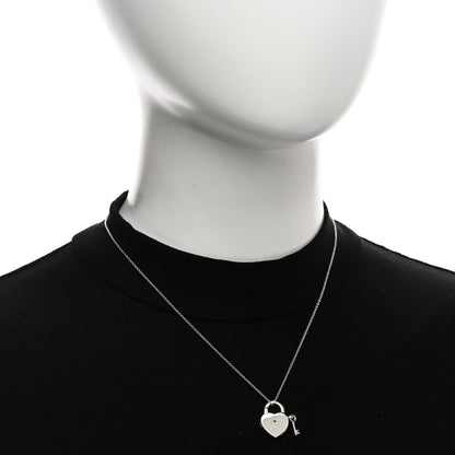 Tiffany Sterling Silver Heart Lock Key Pendant Necklace 2 of 4
