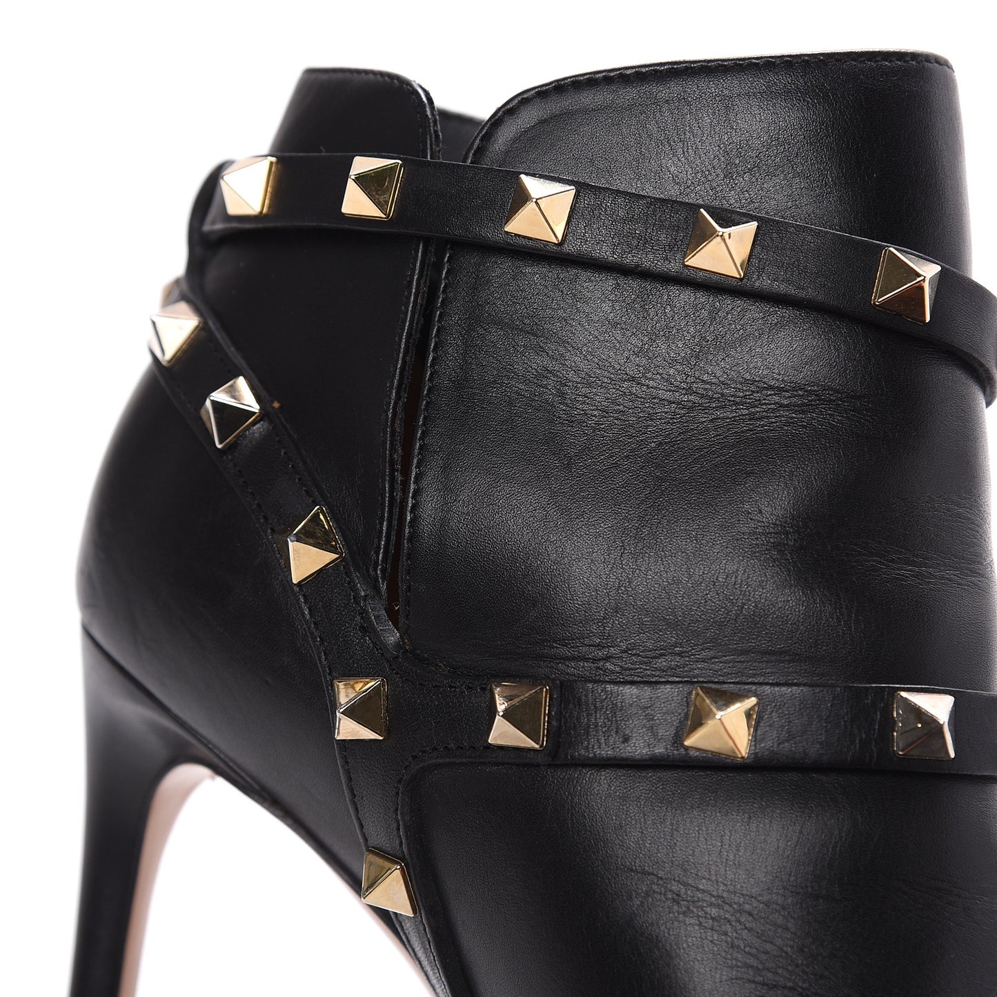 Calfskin Rockstud Double Buckle 100mm Ankle Boots 36 Black