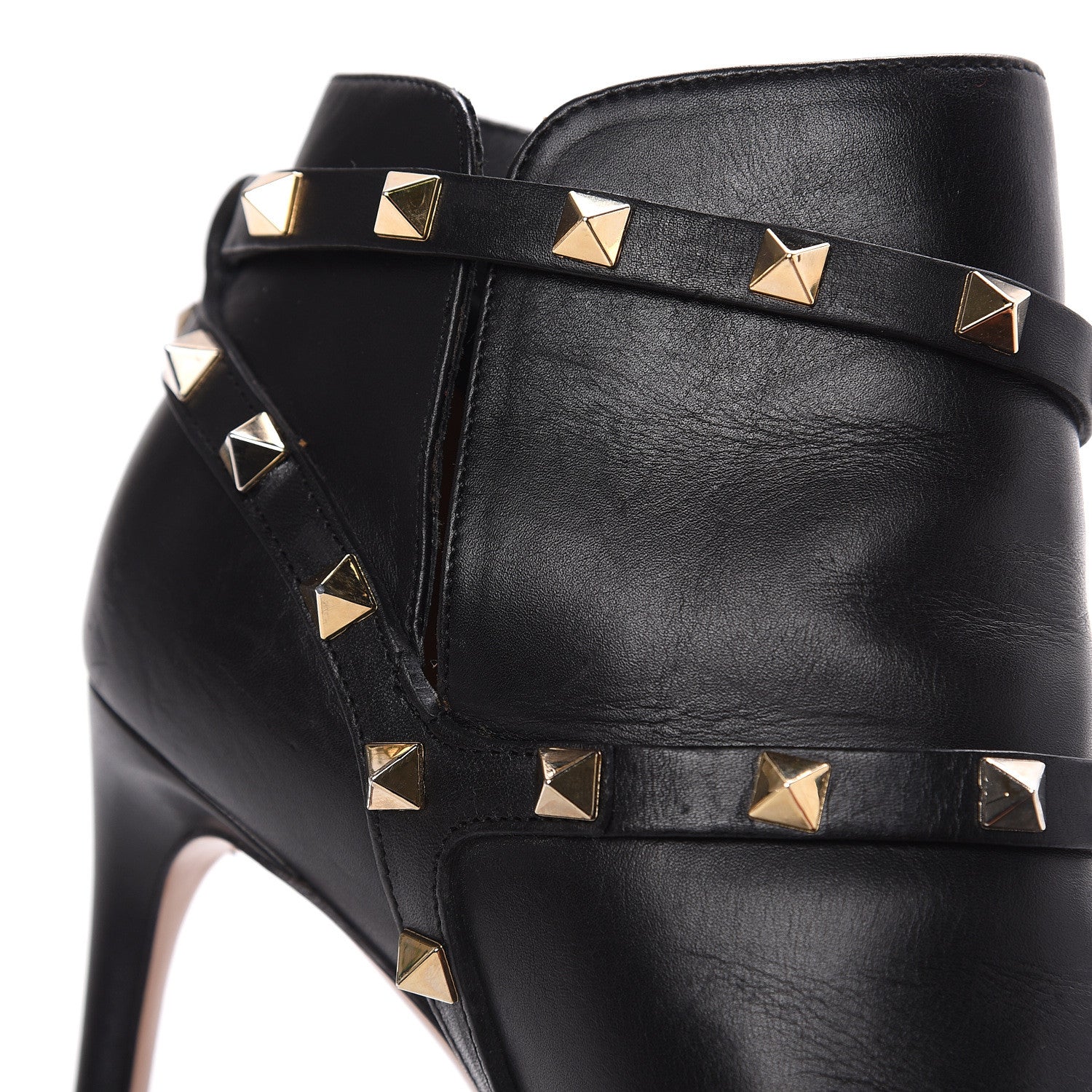Valentino Garavani Calfskin Rockstud Double Buckle 100mm Ankle Boots 36 Black 14 of 15