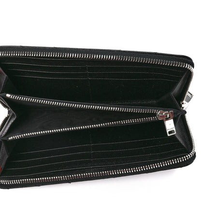 Saint Laurent Grain De Poudre Matelasse Chevron Monogram Zip Around Wallet Black 5 of 10
