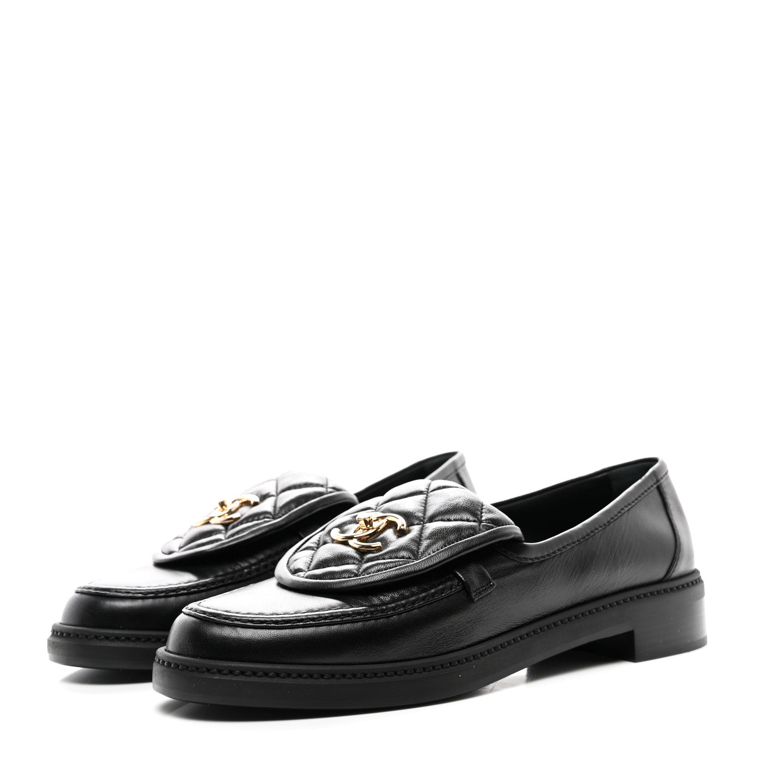 Chanel Lambskin Quilted CC Turnlock Loafers 40 Black 3 of 8