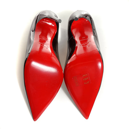 Christian Louboutin Metal Patent So Kate 120 Pumps 38 Rouge Noir 6 of 7